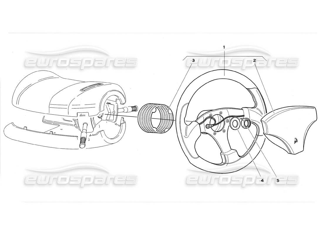 lamborghini diablo gt (1999) schema delle parti del sistema di sterzo senza airbag