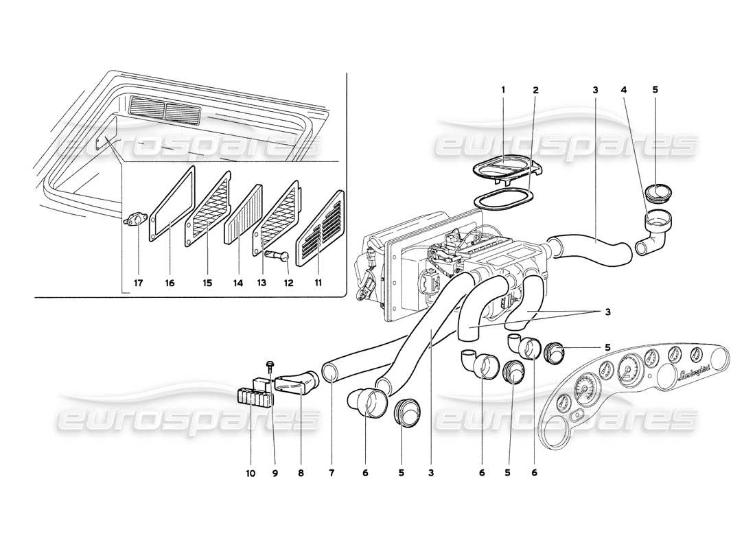 lamborghini diablo 6.0 (2001) diagramma delle parti del controllo del clima