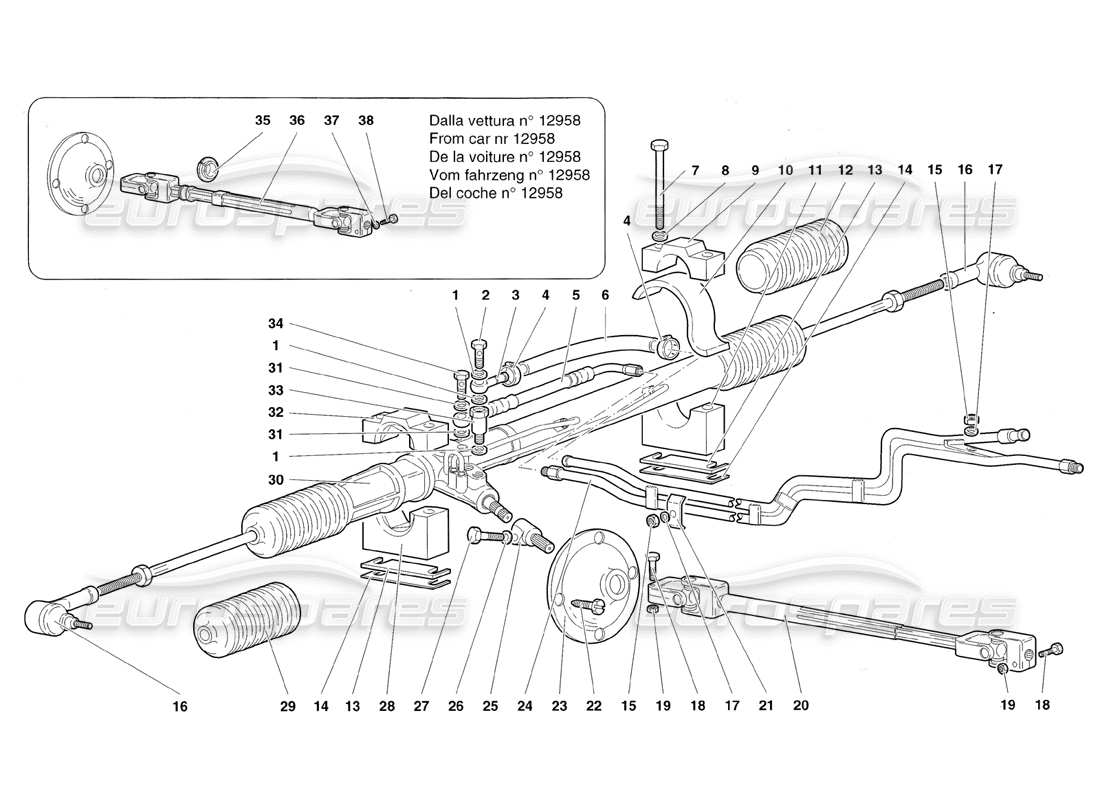 lamborghini diablo roadster (1998) timone diagramma delle parti