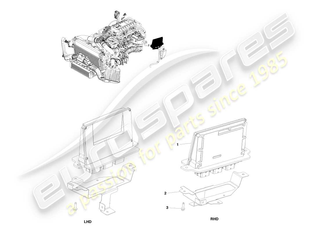 aston martin v8 vantage (2007) diagramma delle parti del controllo elettronico del motore