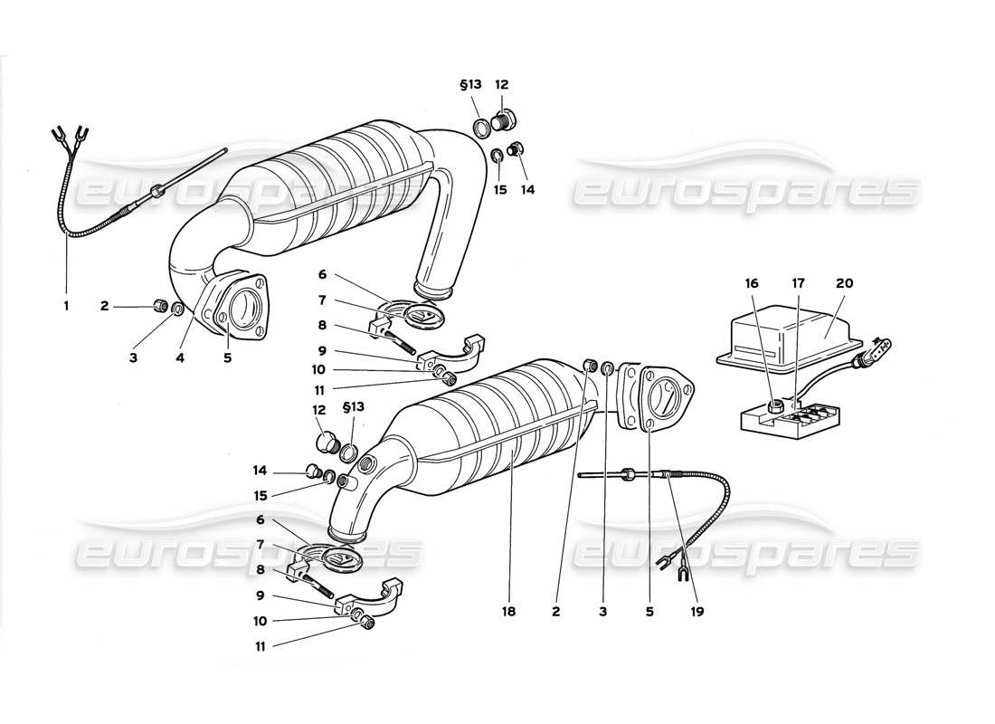 lamborghini diablo gt (1999) impianto di scarico diagramma delle parti