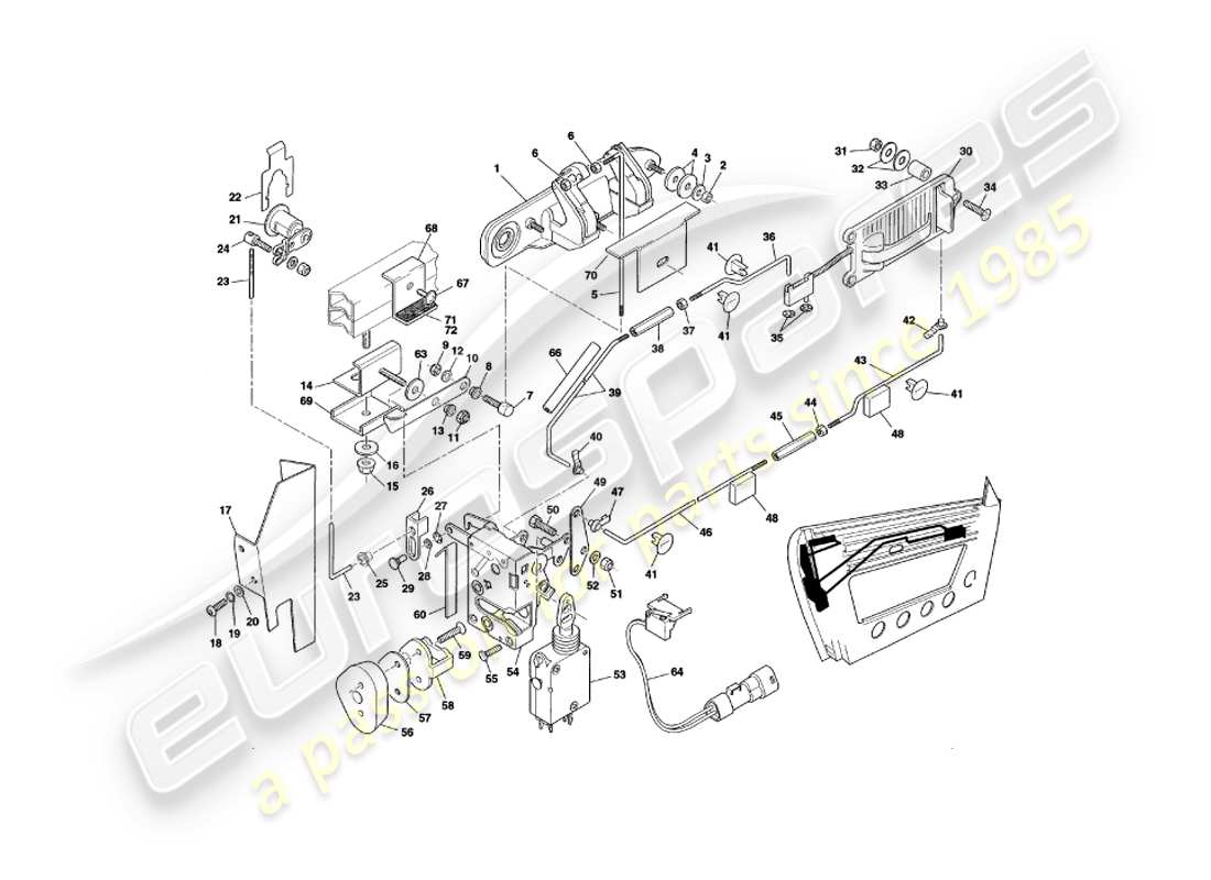 aston martin v8 coupe (2000) meccanismo chiusura porta, vin v79080 e v79074 nel diagramma delle parti