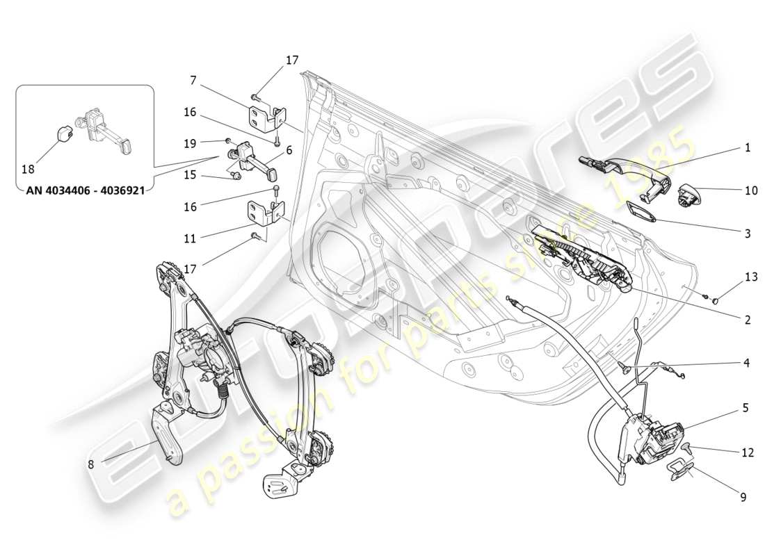 maserati qtp 3.0 tds v6 275hp (2015) porte posteriori: meccanismi schema particolare