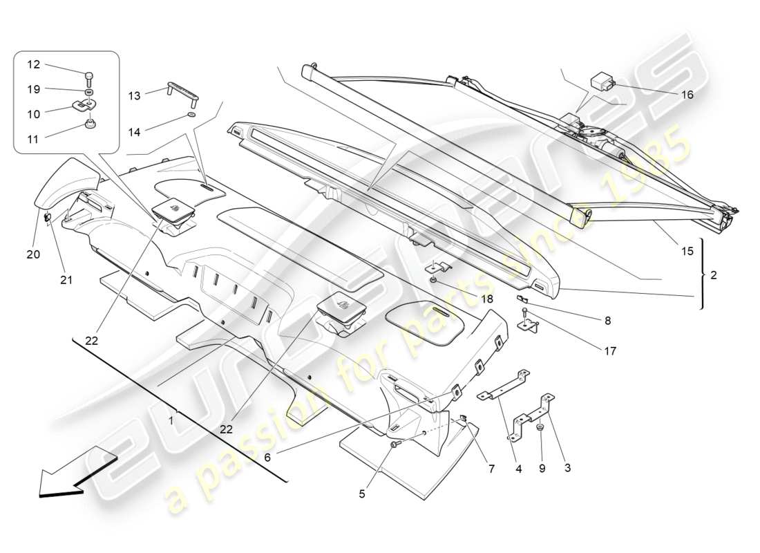 maserati qtp 3.0 tds v6 275hp (2015) ripiano posteriore diagramma delle parti