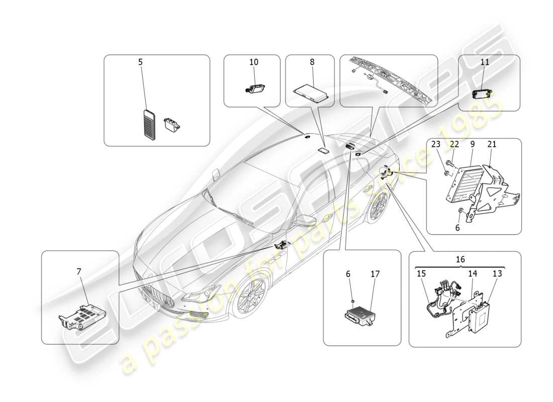 maserati qtp 3.0 tds v6 275hp (2015) sistema informatico diagramma delle parti