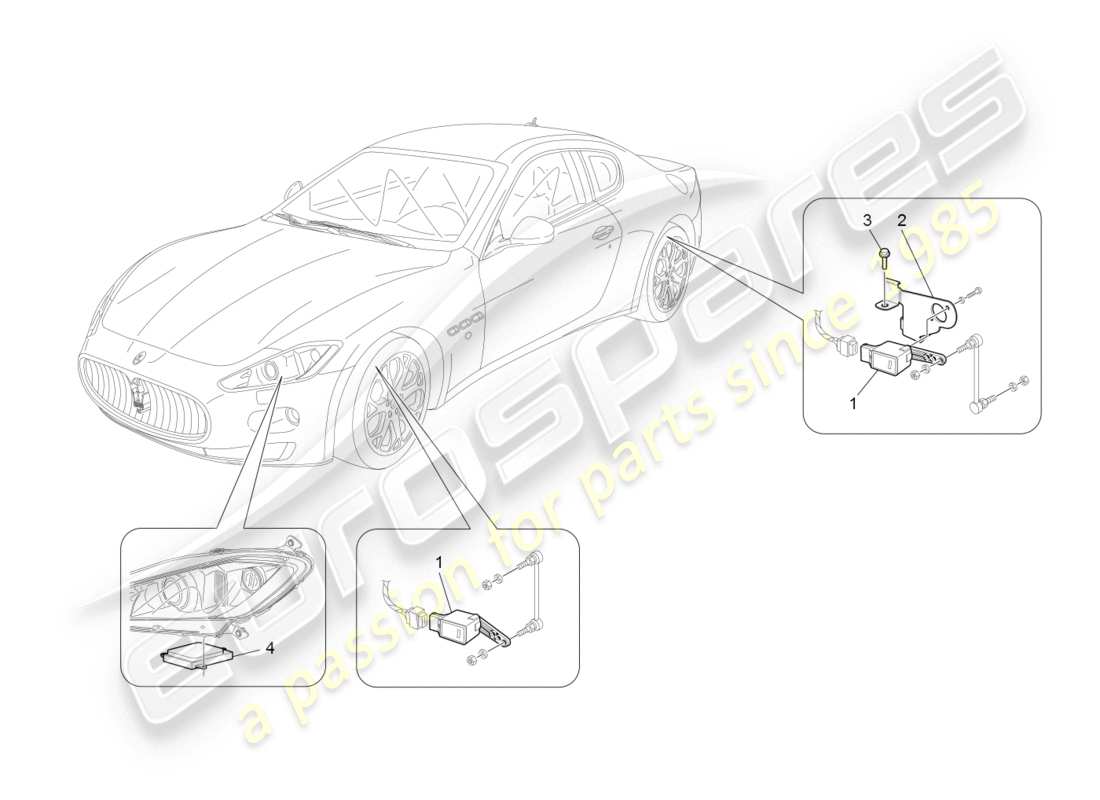 maserati granturismo (2008) controllo del sistema di illuminazione diagramma delle parti