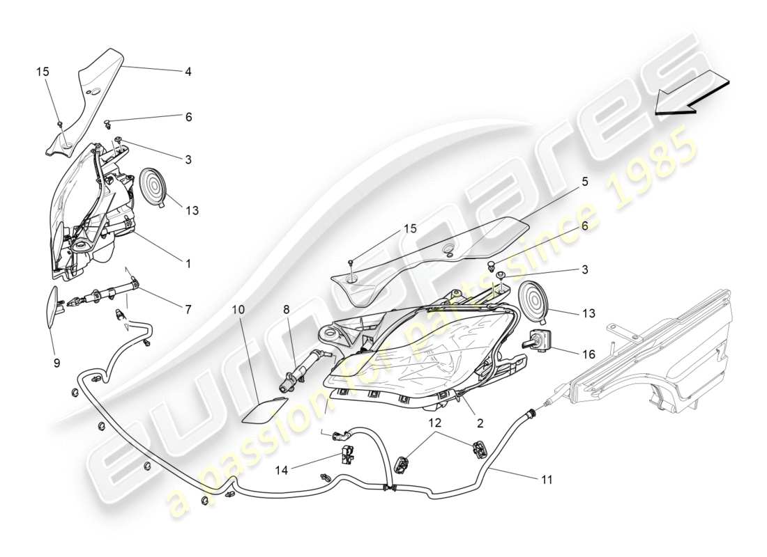 maserati qtp 3.0 tds v6 275hp (2015) diagramma delle parti dei gruppi ottici