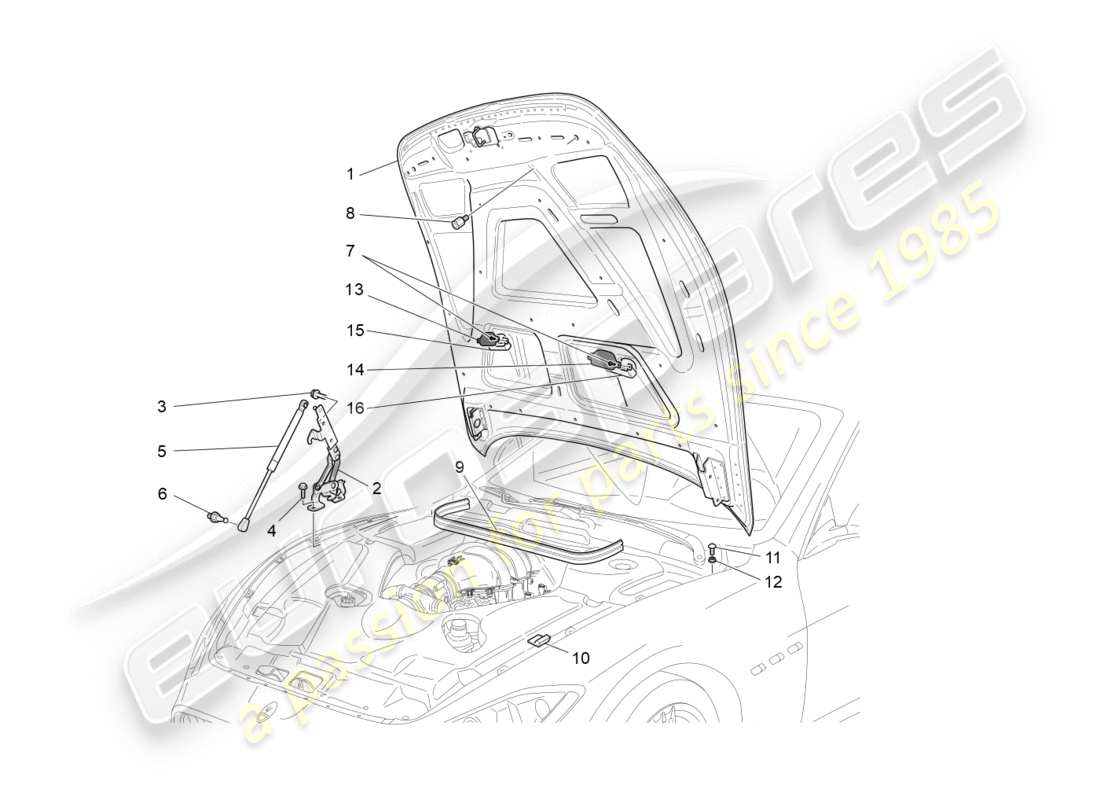 maserati granturismo s (2016) coperchio anteriore diagramma delle parti