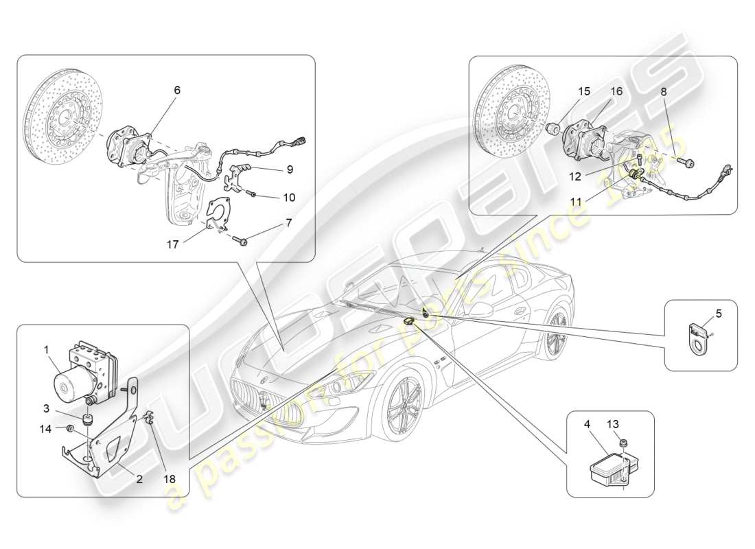 maserati qtp 3.0 tds v6 275hp (2015) diagramma delle parti dei sistemi di controllo della frenatura