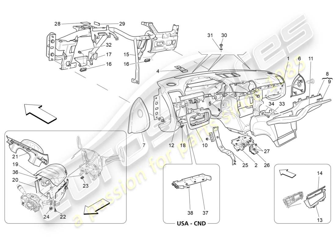 maserati granturismo s (2019) diagramma delle parti dell'unità del cruscotto