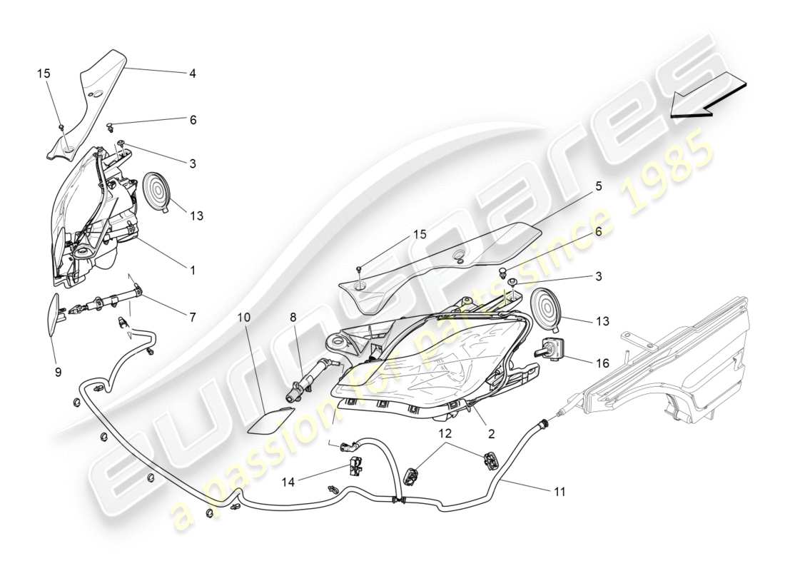 maserati qtp 3.0 bt v6 410hp (2014) gruppi fari diagramma delle parti