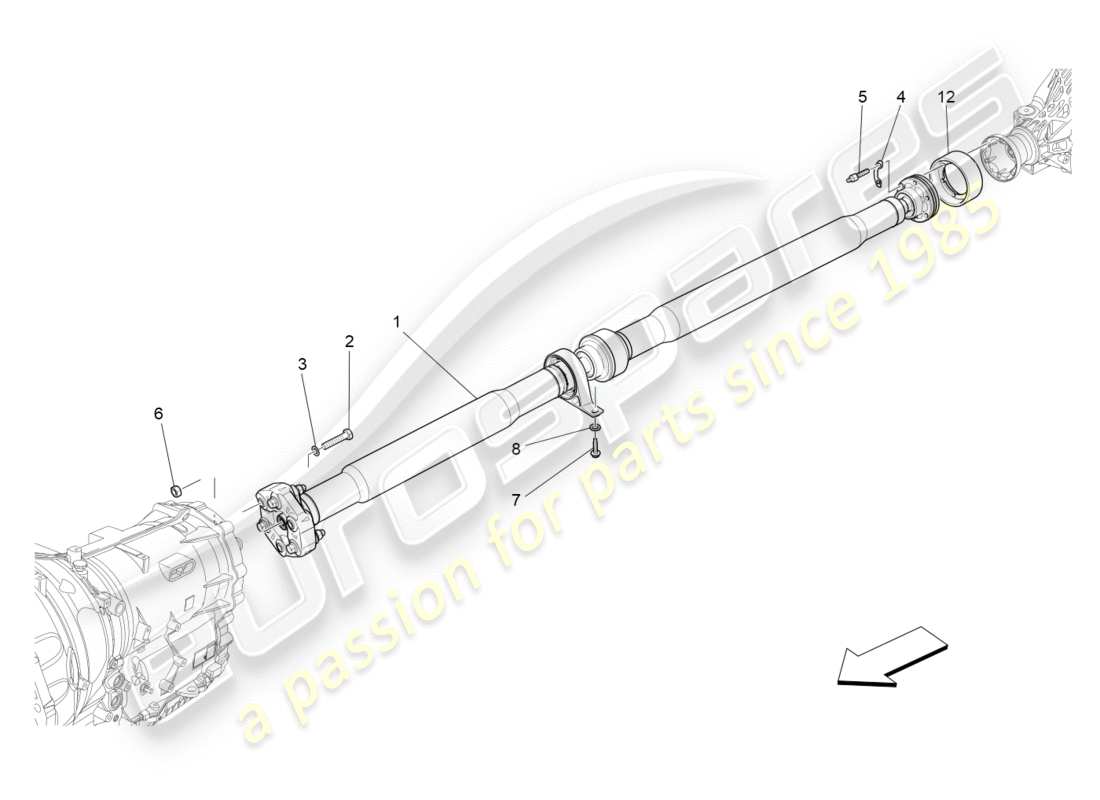 maserati qtp 3.0 bt v6 410hp (2014) schema delle parti dell'albero di trasmissione