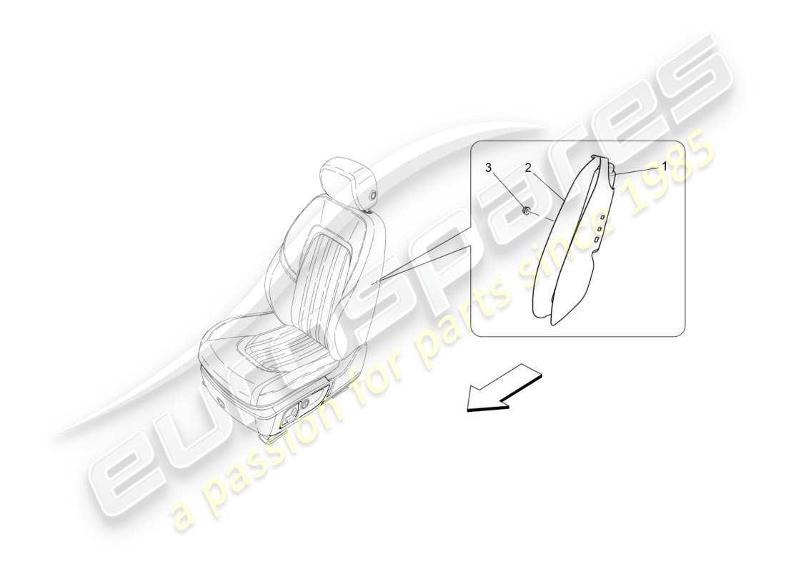 maserati qtp 3.0 tds v6 275hp (2015) diagramma delle parti del sistema borsa laterale anteriore
