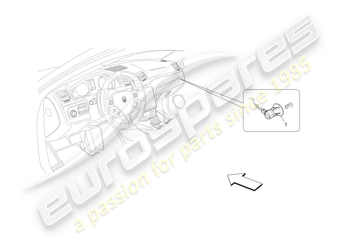 maserati granturismo s (2019) schema delle parti di disattivazione dell'airbag del passeggero