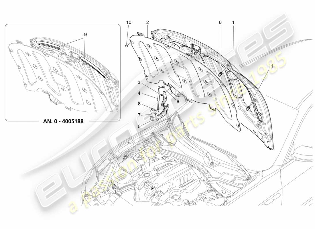 maserati qtp 3.0 tds v6 275hp (2015) diagramma delle parti del coperchio anteriore