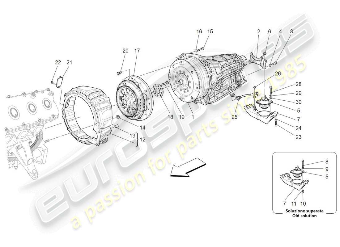 maserati granturismo (2009) alloggiamenti del cambio diagramma delle parti