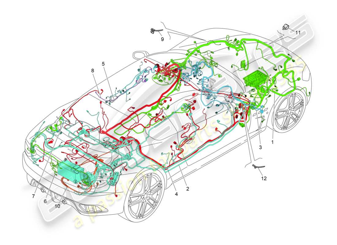 maserati qtp 3.0 tds v6 275hp (2015) schema delle parti del cablaggio principale