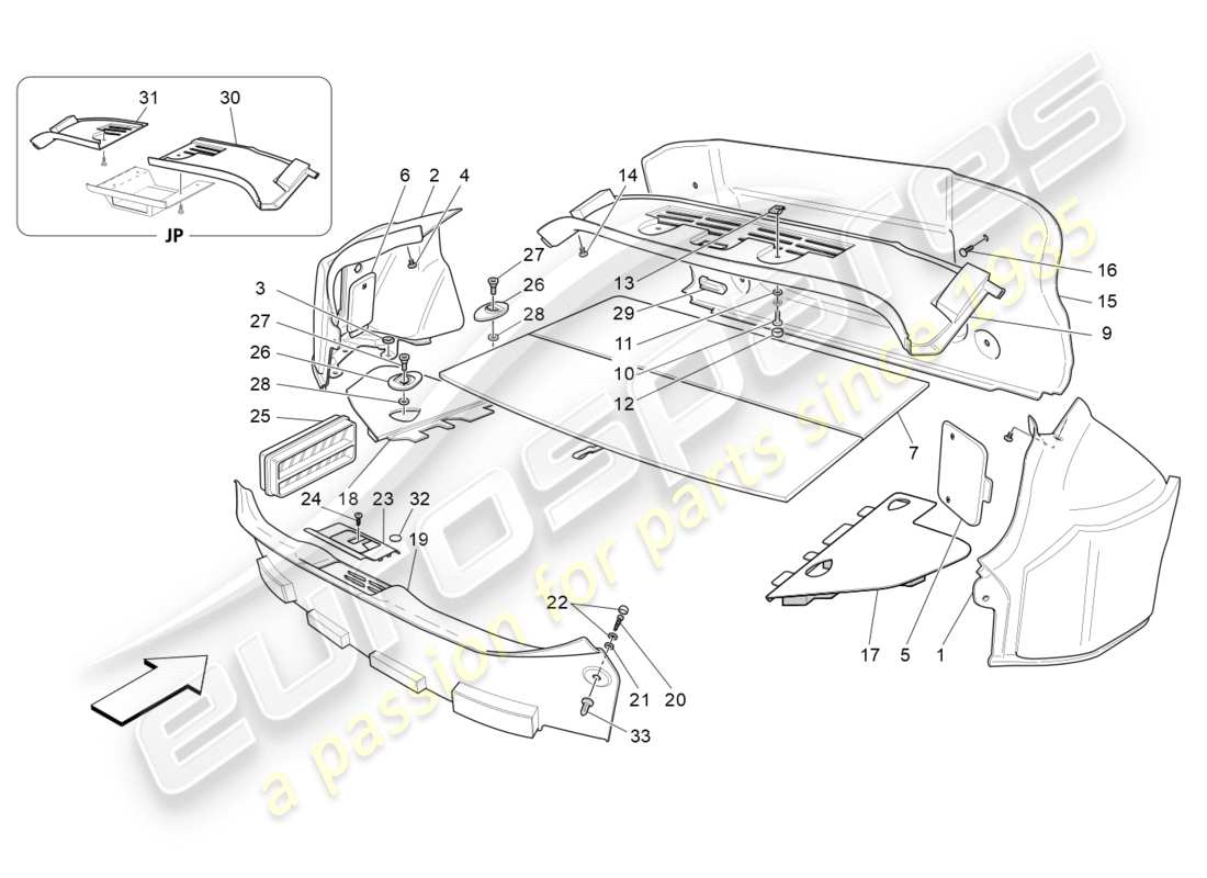 maserati granturismo s (2015) tappetini per vano bagagli diagramma delle parti