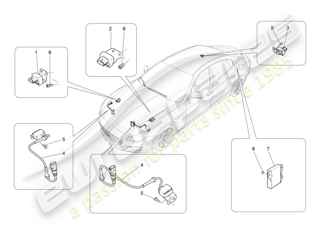 maserati qtp 3.0 tds v6 275hp (2015) diagramma delle parti del controllo elettronico (sospensione).
