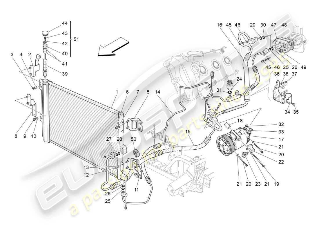 maserati granturismo (2015) centralina a/c: dispositivi vano motore schema particolare