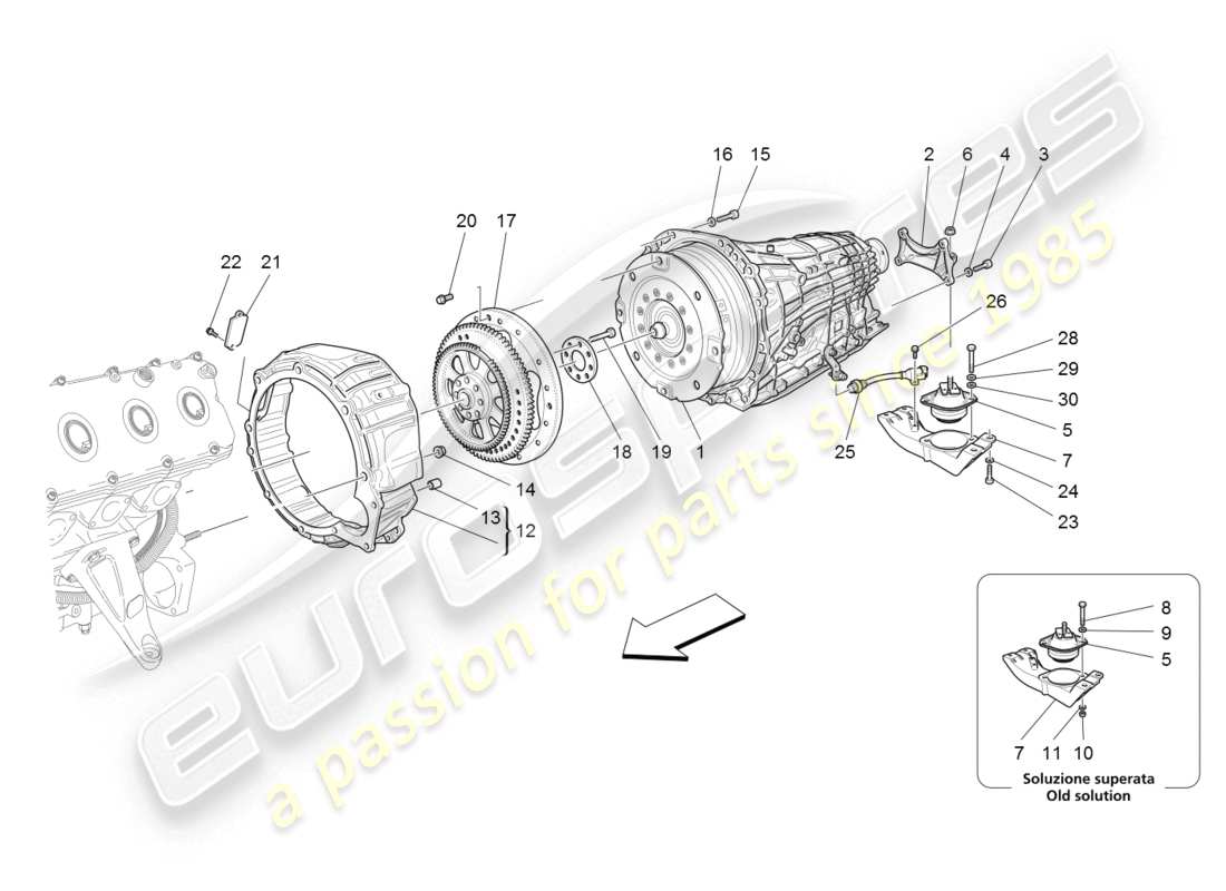 maserati granturismo (2008) alloggiamenti del cambio diagramma delle parti