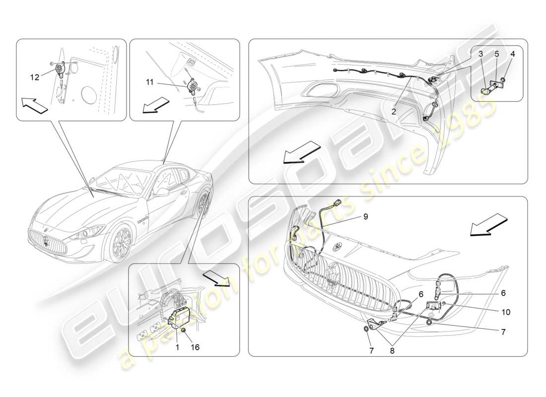 maserati granturismo s (2015) sensori di parcheggio diagramma delle parti