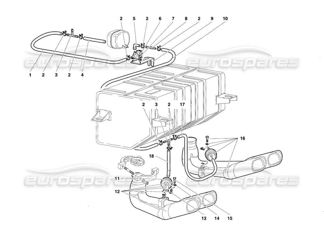 lamborghini diablo sv (1997) impianto di scarico diagramma delle parti