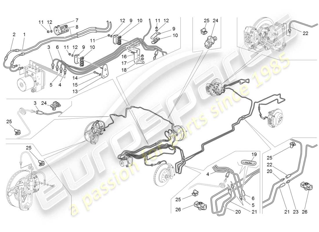 maserati granturismo (2008) diagramma delle parti di linee