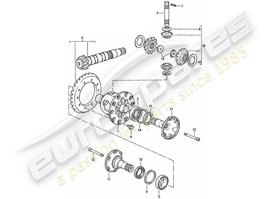 porsche 1984 (944) differenziale - per - cambio manuale diagramma delle parti