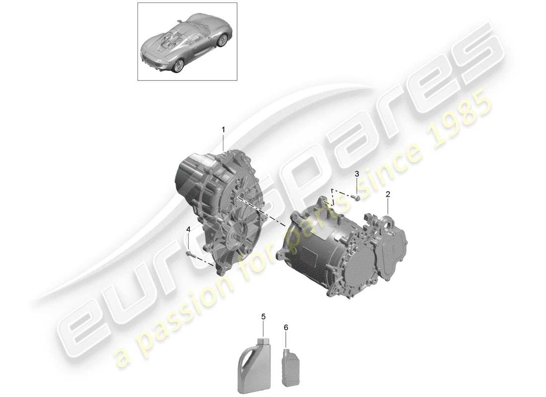 porsche 918 spyder (2015) differenziale assale anteriore schema delle parti