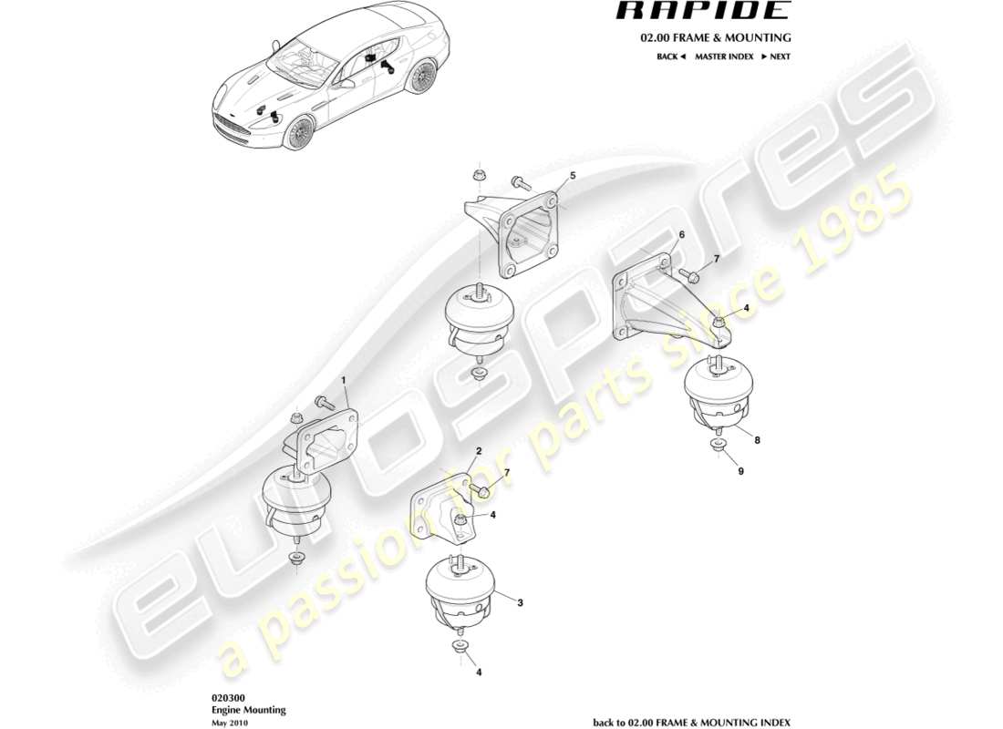 aston martin rapide (2012) supporti del gruppo propulsore diagramma delle parti
