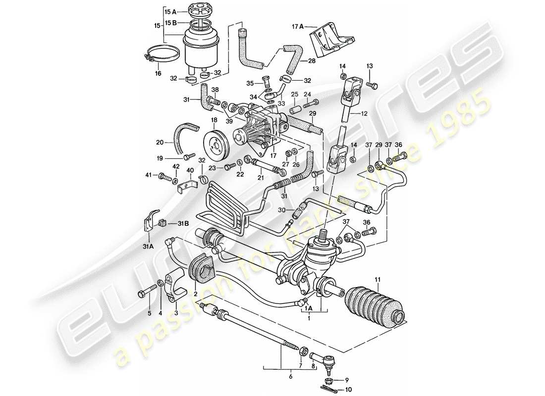 porsche 1987 (924s) servosterzo - sterzo - pompa servosterzo - linee schema parte
