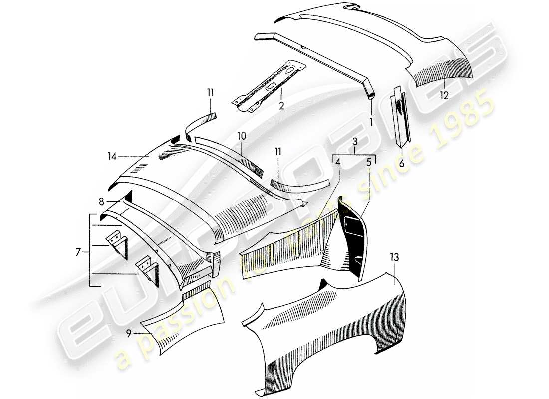 porsche 1957 (356/356a) pannellatura esterna - parafango diagramma delle parti
