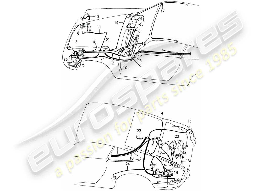 porsche 1971 (911) cablaggi diagramma delle parti