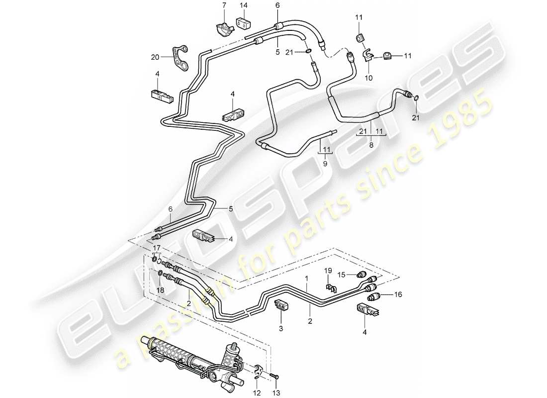 porsche 2005 (996) servosterzo - linea idraulica - f 99-4s630 357>> - f 99-4s603 929>> - f 99-4s642 {11 }>> diagramma delle parti