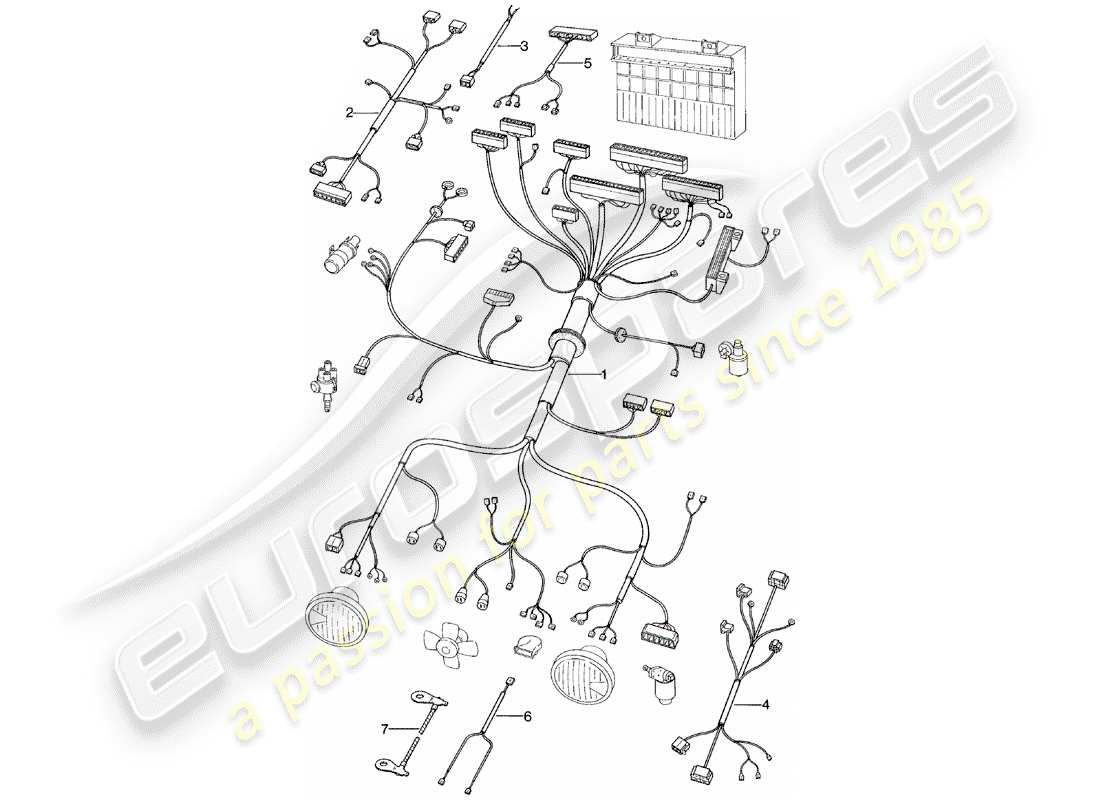 porsche 1983 (924) cablaggi - vano motore diagramma delle parti