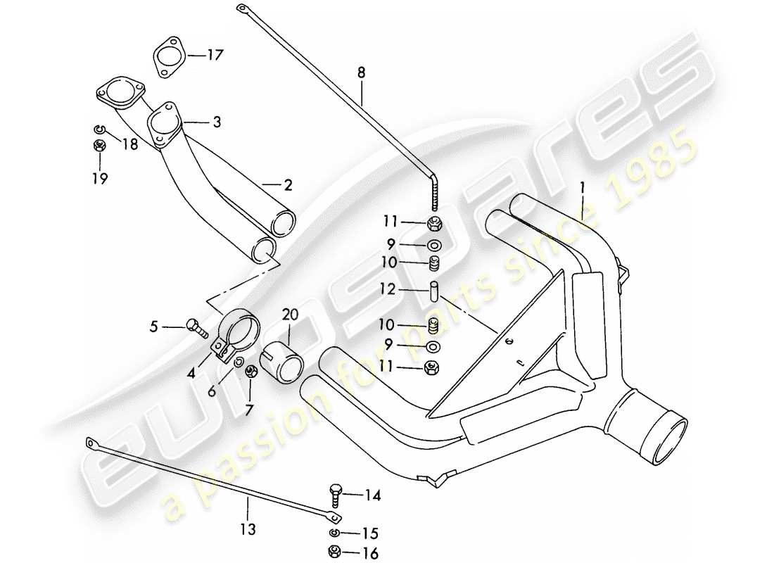 porsche 1963 (356b/356c) sistema di scarico - versione sport - solo - per - pista diagramma delle parti