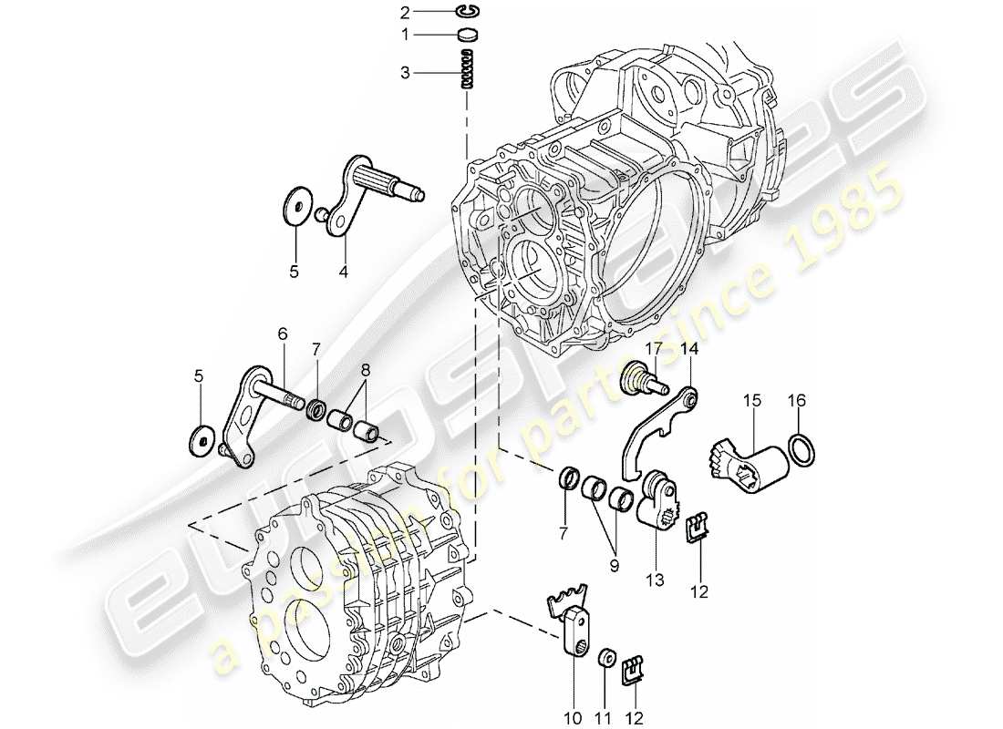 porsche 2005 (996 gt3) dispositivo di blocco del controllo del cambio diagramma delle parti