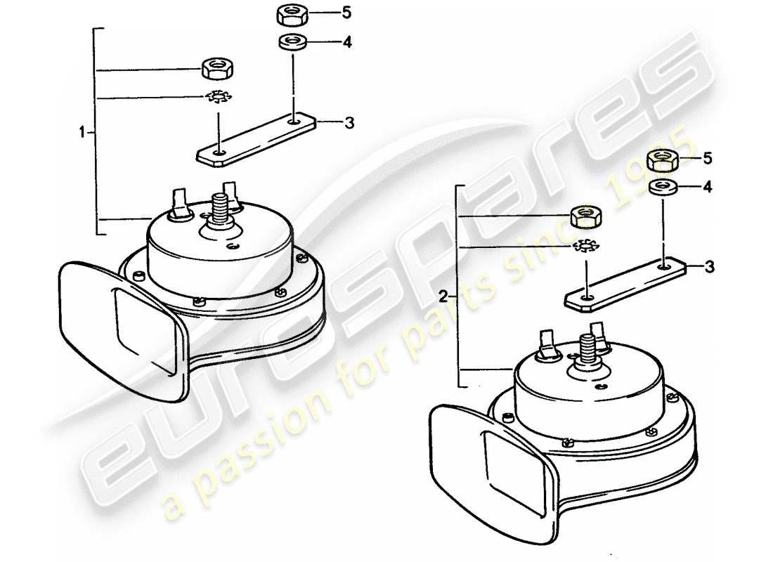 porsche 1992 (928) corno da fanfara - corno ad alto volume diagramma delle parti