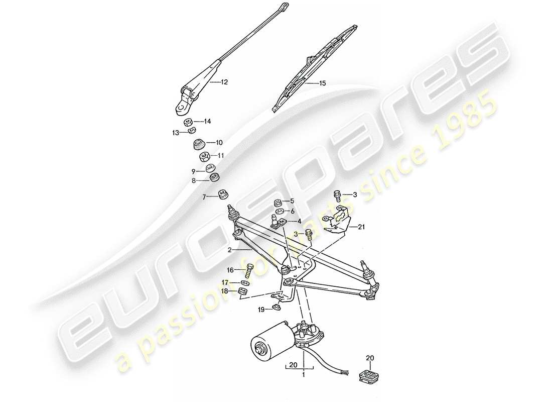 porsche 1988 (928) sistema tergicristallo diagramma delle parti