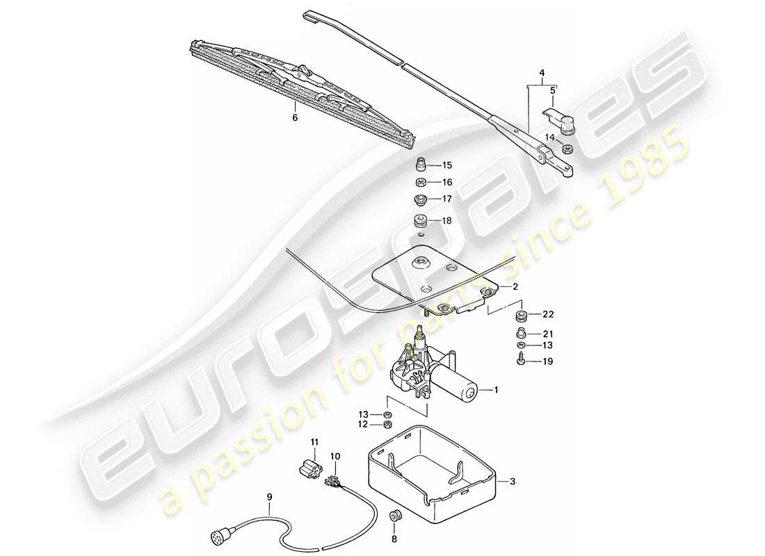 porsche 1990 (944) tergicristallo posteriore diagramma delle parti
