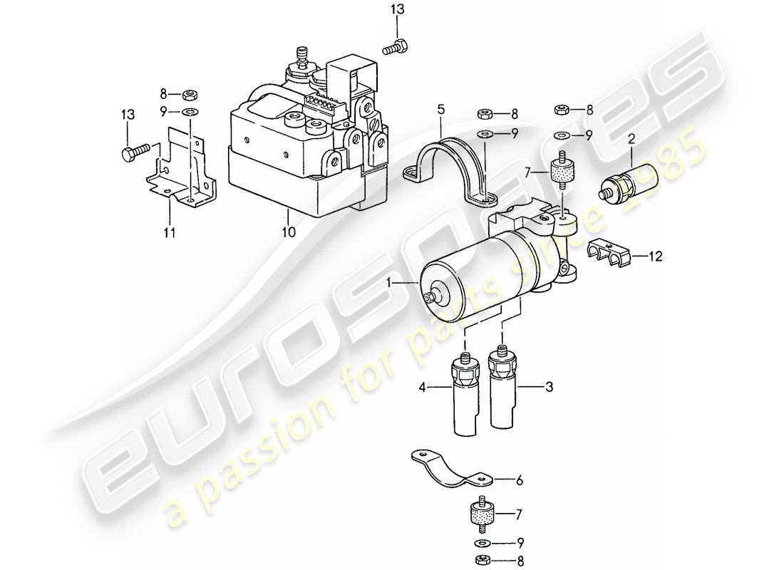 porsche 1987 (959) gruppo idraulico - sensore di velocità diagramma delle parti