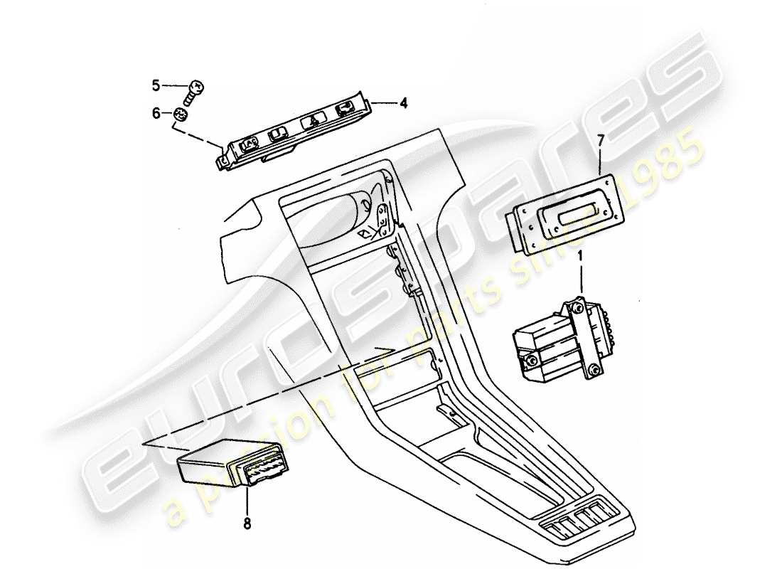 porsche 1992 (928) indicatore centrale - centrale d'allarme diagramma delle parti