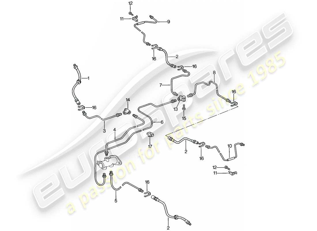 porsche 1983 (944) linee dei freni diagramma delle parti