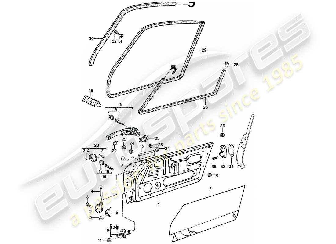 porsche 1987 (911) accessori - porte diagramma delle parti