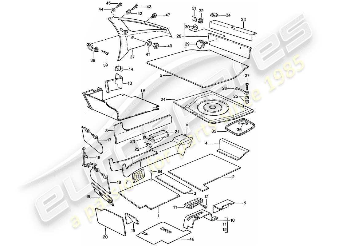 porsche 1983 (928) finiture diagramma delle parti