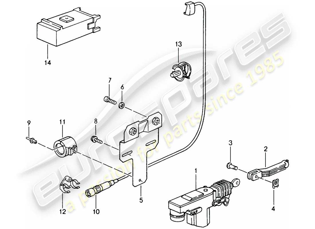 porsche 1992 (968) sistema di chiusura centralizzata diagramma delle parti