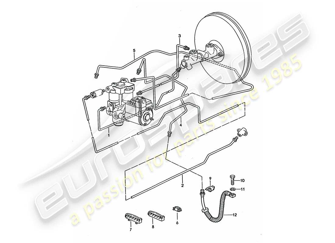 porsche 1994 (928) linee dei freni diagramma delle parti