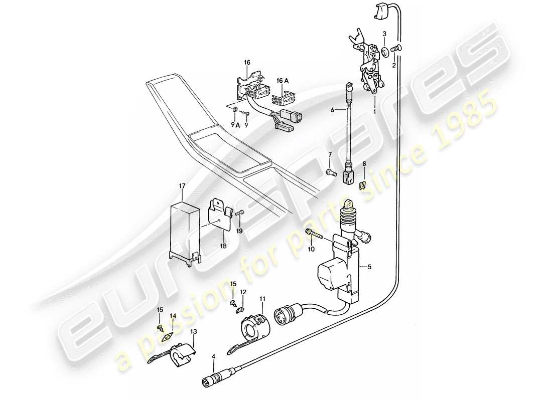 porsche 1987 (959) sistema di chiusura centralizzata diagramma delle parti