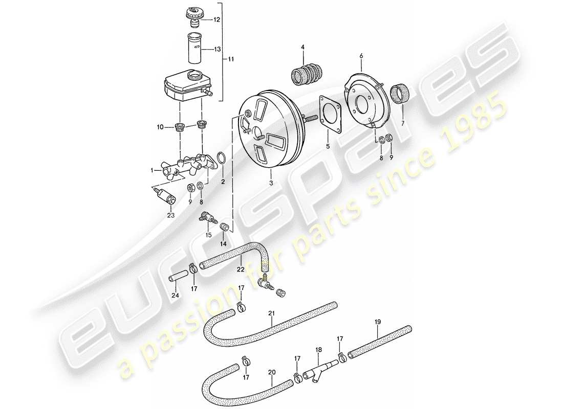 porsche 1990 (944) pompa freno - servofreno - serbatoio - d >> - mj 1990 diagramma delle parti